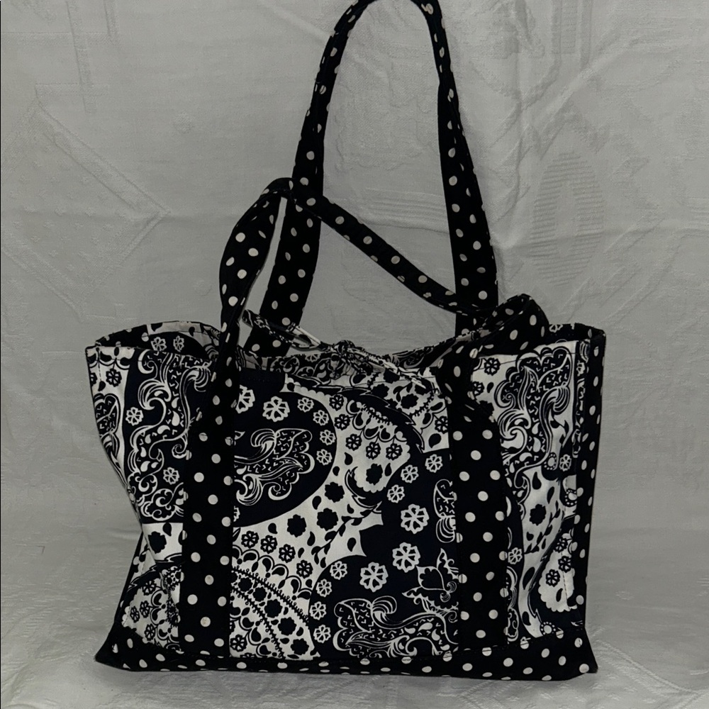 Talbots Black and White Patterned Tote